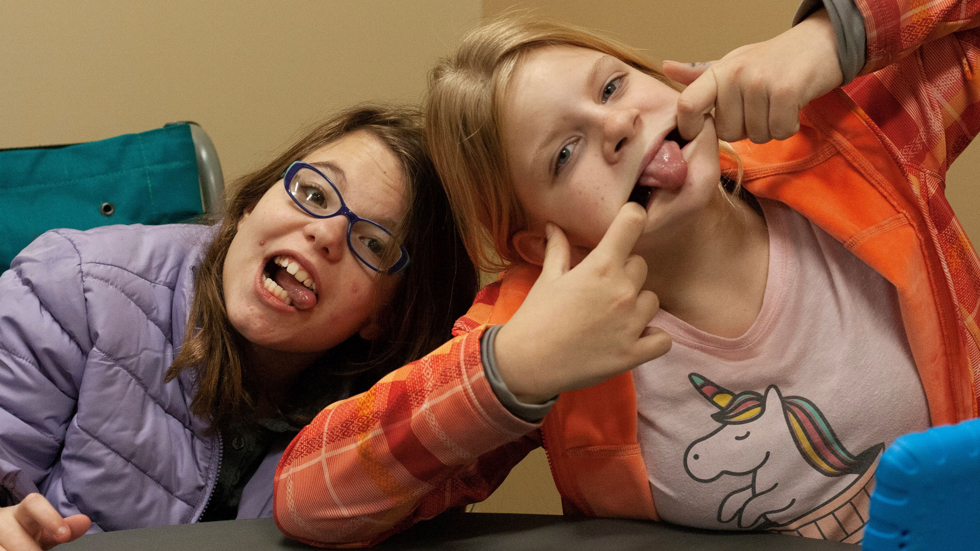 Two special friends acting silly and having fun at Brookwood Church